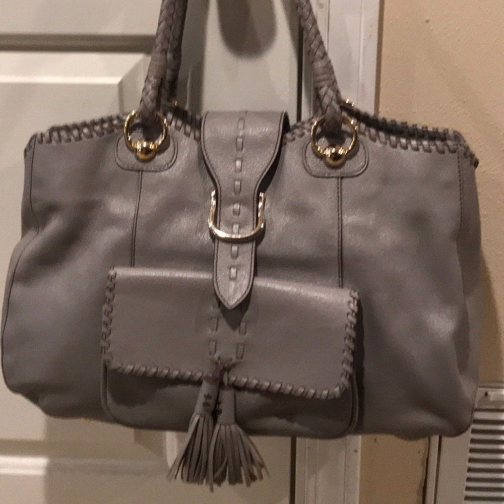 Max New York Gray Leather Bag 16x10x5